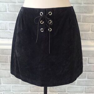 Vintage 90s Y2K Express Velvet Lace Front Mini Skirt Goth Whimsigoth Witchy 7/8